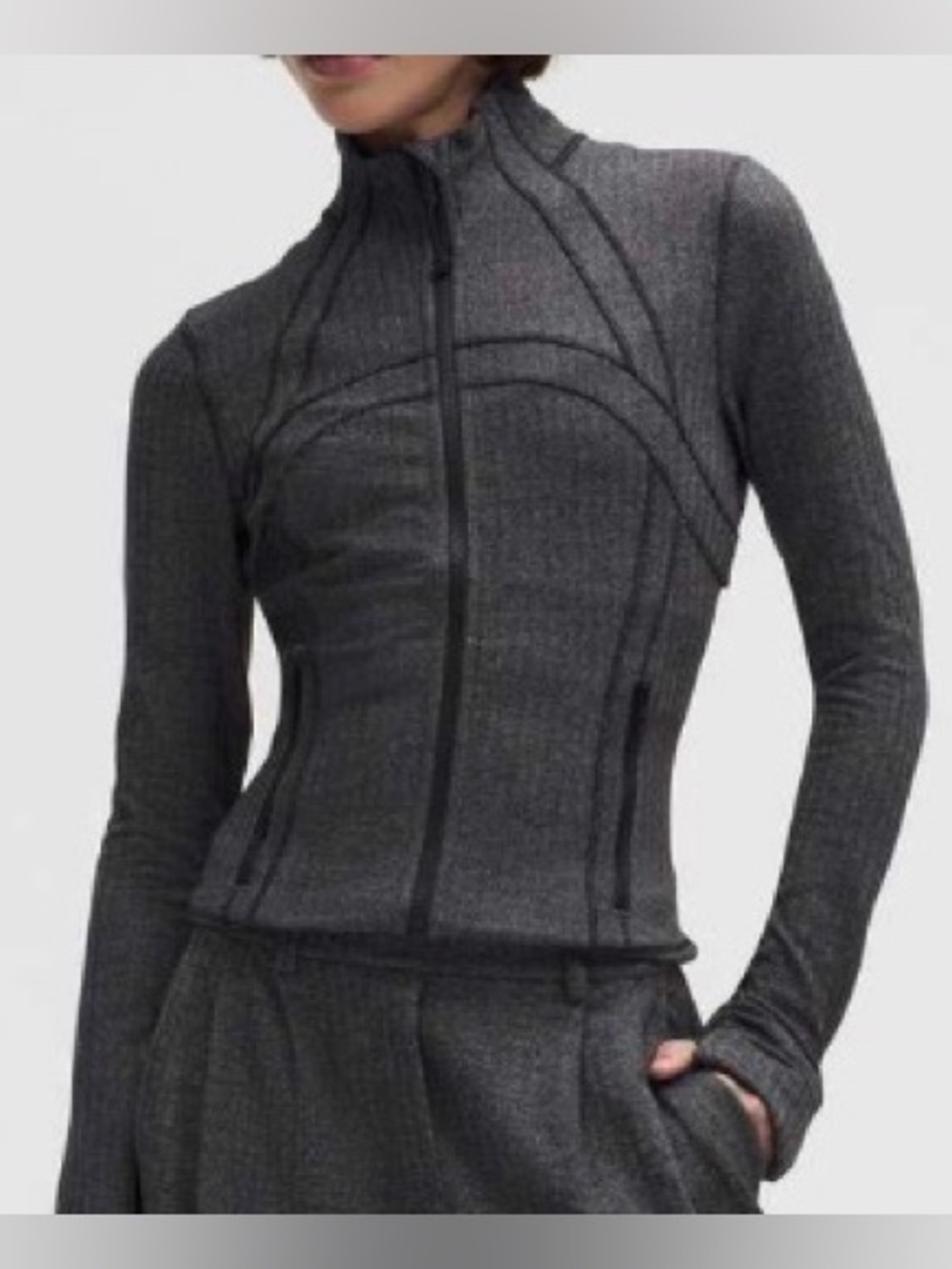 Lululemon Define Cropped Jacket ~ 12 ~ Heathered Herringbone